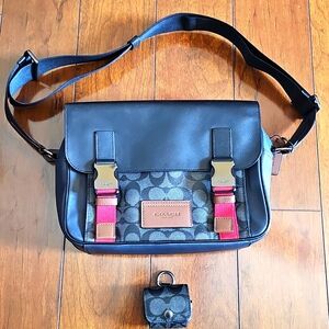 Coach Track Crossbody Bag In Colorblock Signature Canvas w/ EarPod Case